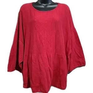 J Jill Pure Jill Boxy Pullover Sweater Size M Oversize Lagenlook Kangaroo Pocket